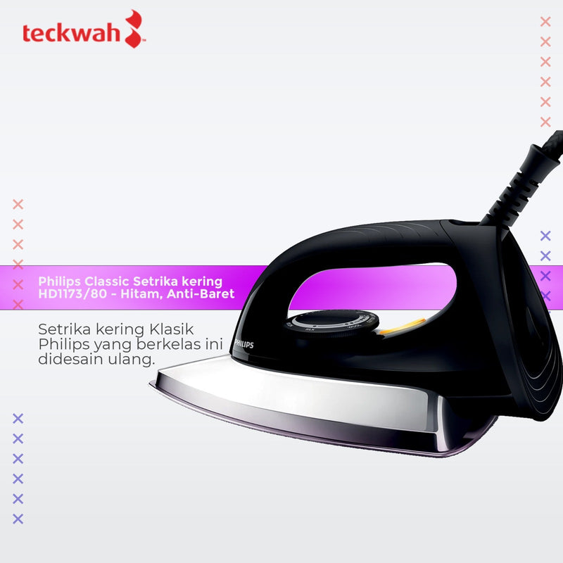 Philips Classic Setrika kering HD1173/80 - Hitam