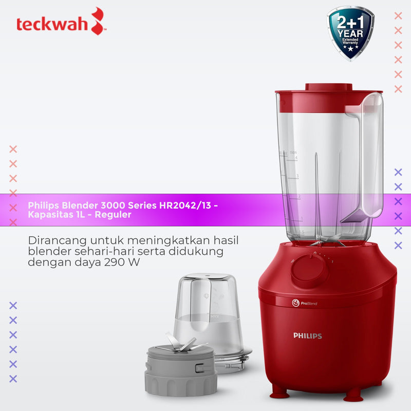 Philips Blender 3000 Series HR2042/13 - Kapasitas 1L